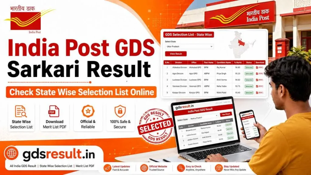 India Post GDS Sarkari Result – Check State Wise Selection List Online