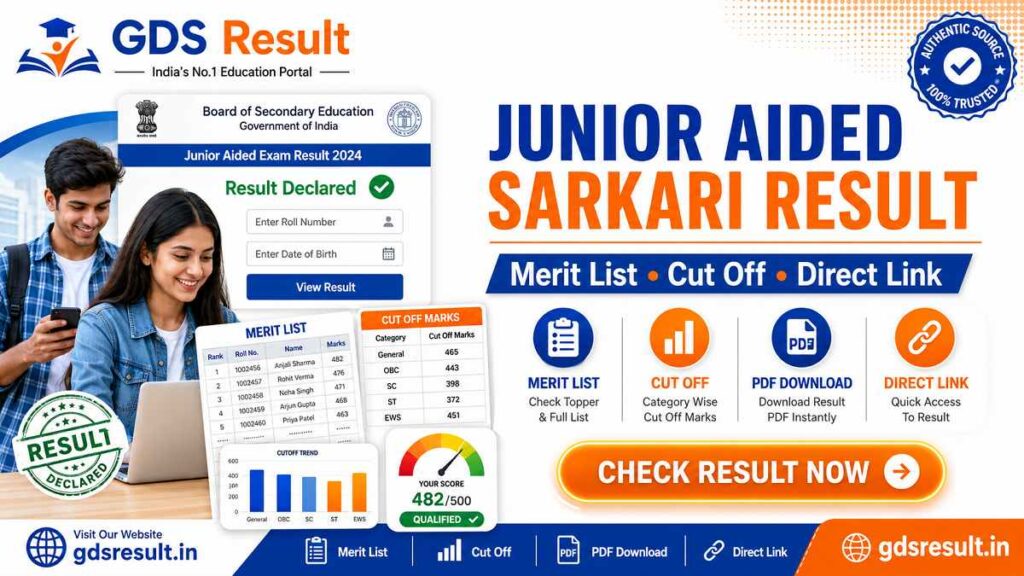 Junior Aided Sarkari Result – Merit List, Cut Off & Direct Link