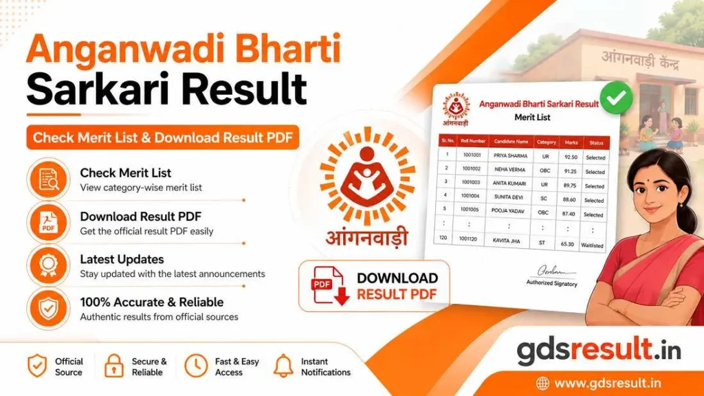 Anganwadi Bharti Sarkari Result Check Merit List & Download Result PDF
