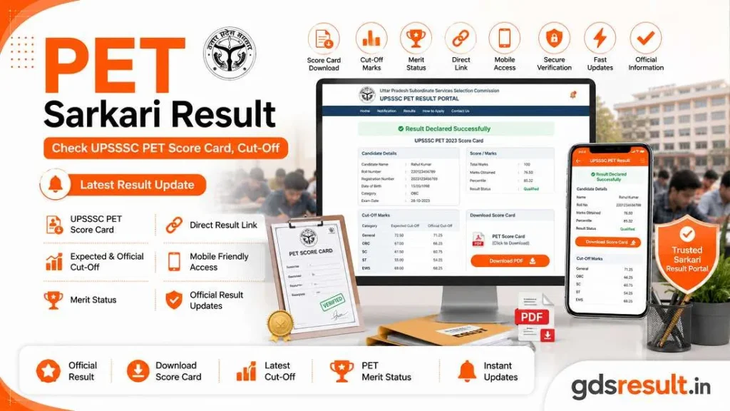 PET Sarkari Result Check UPSSSC PET Score Card, Cut-Off